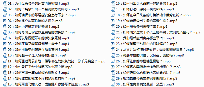 今日头条赚钱30节音频课