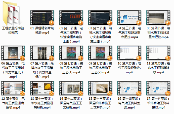 装饰水电工艺全过程解析管控视频图纸、质量技巧16节MP4格式教程