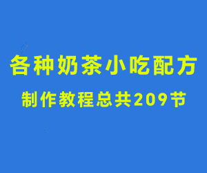各种奶茶小吃配方制作教程总共209节，创业开店必备